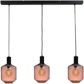 Masterlight Pendelleuchte Porto 3-flammig Glas Rot-Transparent 100x24cm