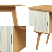 En.casa Schreibtisch ‘Tysvær’ mit Schrankteil und einer Tür 75 x 105 x 48 cm Bambus / Cremeweiß