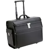 Alassio Pilotenkoffer MONDO, Hauptfach, Laptopfach bis 17'', Visitenkartenfächer, Stiftschlaufen, Teleskopgriff, abschließbar, Kunstleder, schwarz