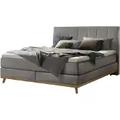 Hasena Boxspringbett Stefania steel Holz Eiche bright 140x200 : Topper - Glamour Top (soft)