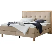Hasena Boxspringbett Solara Stoff sand Holz Eiche bright 180x200 : Topper - Elegance Top (medium)