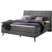 Hasena Boxspringbett Fernanda Stoff grey Holz Eiche bright 180x200 : Topper - Lovely Top (fest)