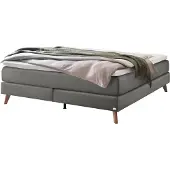 Hasena Raumspar Boxspringbett Beatriz steel Holz Eiche bright 160x200 : Topper - Lovely Top (fest)