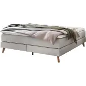 Hasena Raumspar Boxspringbett Beatriz light grey Holz Eiche bright 140x200 : Topper - Glamour Top (soft)