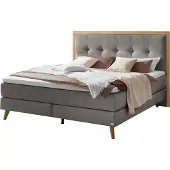 Hasena Boxspringbett Marisol grey Holz Eiche bright 140x200 : Topper - Elegance Top (medium)