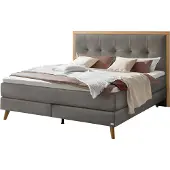 Hasena Boxspringbett Marisol steel Holz Eiche bright 180x200 : Topper - Glamour Top (soft)