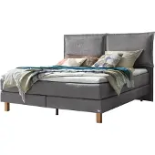 Hasena Boxspringbett Bonita mit Kissen grey Holz Eiche bright 140x200 : Topper - Elegance Top (medium)