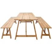 Solpuri Country Gartenmöbelset 3tlg. mit Teak Tisch 240x80 cm