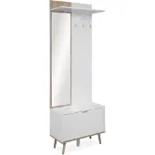 CALICOSY Göteborg 42A Kompaktgarderobe 68x195x32 cm Weiß / Sonoma Eiche