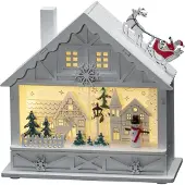 Konstsmide LED Holzsilhouette Haus Innen 4 warmweiße Dioden