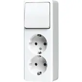 JUNG 626AWW SCHUKO-Zweifach-Steckdose 16 A 250 V mit Schalter Universal Aus-Wechsel 10 AX 250 V , AP 600, alpinweiß