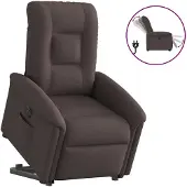 vidaXL Relaxsessel mit Aufstehhilfe Elektrisch Dunkelbraun Stoff
