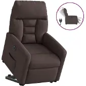 vidaXL Relaxsessel mit Aufstehhilfe Elektrisch Dunkelbraun Stoff