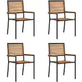 vidaXL Garten Stapelstühle 4 Stk. Braun und Schwarz