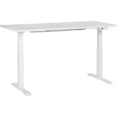 Beliani Schreibtisch Weiß Melamin 160x72cm Elektrisch Höhenverstellbar Rechteckig mit USB Metallgestell Flexibel Modern Büro Steh-Sitz-Tisch Stehtisch