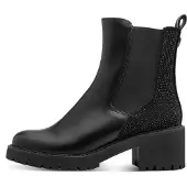 Marco Tozzi Chelseaboots, Blockabstz, Stiefelette mit funkelenden Strasssteinchen besetzt
