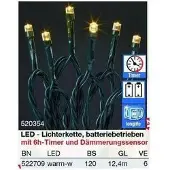 Hellum Lichterkette 120 LED Deko Beleuchtung warmweiß Außen Party Batterie 6h-Timer