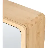 Beliani Bad-Spiegelschrank Hellbraun Bambusholz Rechteckig 61x41 cm mit Schiebetür 3 Regalen Hängend Modern Badezimmer Hängeschrank Wandschrank