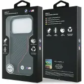BMW case passend für IPHONE 17 Pro kompatibel mit MagSafe BMHMP17L25PCCSCKR (PU Carbon Line & Logo) red