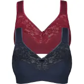 Susa Bügelloser BH "Basic" Spitze, genähte Cups, Baumwollmix, elastisch, BH-Set