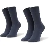 Tommy Hilfiger Socken "TH WOMEN SOCK CASUAL 2P", Damen, Gr. 35-38, Sockengröße, blau (jeans), Baumwollmischung, Elasthan, Polyamid, meliert, elastisch, Socken Socken, mit flacher Zehennaht