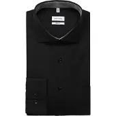 Seidensticker Businesshemd "Regular", Herren, Gr. L41, normale Ärmellängen, schwarz, 100% Baumwolle, unifarben, regular fit, 2-Knopf-Manschette, Hemden Businesshemd, Regular 1/1 Kentkragen