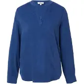 s.Oliver Langarmbluse , Damen, Gr. 44, dusty indigo, Web, Obermaterial: 68% Baumwolle, 32% Viskose, unifarben, regular fit normal, Rundhals, Aufschlag, Blusen Langarmbluse, mit Turn-Up