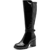 Tamaris Damen veganer Stiefel Langschaft mit Reißverschluss 1-25536-45, Größe:39 EU, Farbe:Schwarz