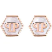 Philipp Plein Ohrringe - Ohrringe Plein Mini Logo - Gr. unisize - in Roségold - für Damen