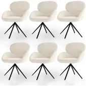 Juskys Drehstuhl Albano Bouclé Creme 6er Set