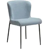 Ebuy24 (2er Set) Glam Dan-Form Esszimmerstuhl Bouclé blau.