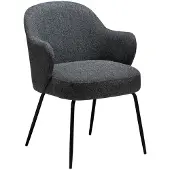 Ebuy24 (2er Set) Bae Dan-Form Esszimmerstuhl mit Armlehnen Bouclé dunkelgrau.