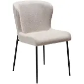 Ebuy24 (2er Set) Glam Dan-Form Esszimmerstuhl Bouclé hellgrau.