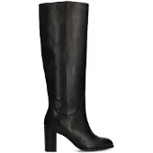 Manfield Schwarze Lederstiefel mit Absatz | Größe 42