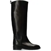 Manfield Schwarze Lederstiefel | Größe 40