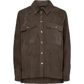 Pieces Hemdbluse "PCEFFI LS SHIRT WVN NOOS", Damen, Gr. XL, braun (hot fudge), Cord, Obermaterial: 92% Polyester, 8% Nylon, unifarben, loose fit Po-bedeckend, Blusen Hemdbluse, Materialmix, loose fit