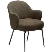 Ebuy24 Bae Dan-Form Esszimmerstuhl mit Armlehnen, Drehfuß Bouclé dunkelgrün.
