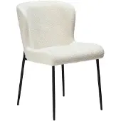 Ebuy24 (2er Set) Glam Dan-Form Esszimmerstuhl Bouclé weiß.