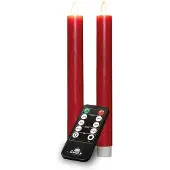 Annas collection Tafelkerze rustikales Wachs bewegliche Flamme 23 cm rot 2 Stück