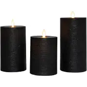 Annas collection Stumpenkerze-USB Wachs d7,5 cm schwarz 3er-Set (zwart)
