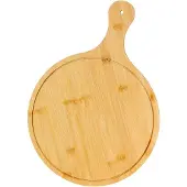 Intirilife Pizzabrett Schneidebrett mit Griff und Loch zum Aufhängen - 31.5 / 28.5 cm Durchmesser - Pizza Schaufel Rund Servier Tablett für Flammkuchen Käse Brot