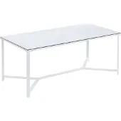 FineBuy Couchtisch Glas Metall Weiß 100 cm Rechteckiger Wohnzimmertisch mit Glasplatte & Metallgestell Sofatisch im Industrial Design für Wohnzimmer