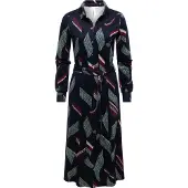 Ragwear Blusenkleid "Blusenkleid Plantee Print", Damen, Gr. M, N-Gr, blau (navy), Obermaterial: 95% Viskose CV. 5% Elasthan EL., Kleider Blusenkleid