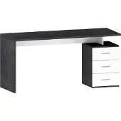 Dmora Schreibtisch Dchiellin, linearer Schreibtisch, Mehrzweck-Büroschreibtisch, platzsparender Schreibtisch mit mehreren Positionen, 160x60h75 cm, Weiß und Schiefer