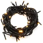 Konstsmide - Micro LED Lichterkette, 20 bernsteinfarbene Dioden, 24V Außentrafo, schwarzes Kabel; 3609-800