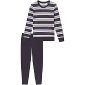 Schiesser Pyjama Damen Jersey blau gestreift, 36 740532-0005-00360