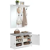 Vasagle Schuhbank Wandgarderobe Set mit 10 Doppelhaken 81cm breit LSC010W01