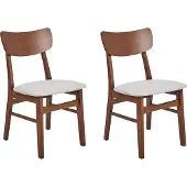 Beliani Esszimmerstuhl 2er Set Grau Stoffbezug mit Dunklen Holzbeinen Hohe Rückenlehne Retro Klassisches Design für Wohnzimmer Esstisch Gastronomie