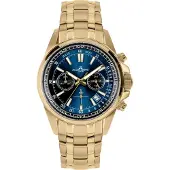 Jacques Lemans 1-2117ZI Herrenuhr Chronograph Liverpool Goldfarben/Blau