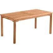 Möbilia Gartentisch rechteckig 150 cm | Esstisch aus Teak Holz mit Schirmaussparung | B 150 x T 90 x H 75 cm | natur | 11020013 | Serie GARTEN